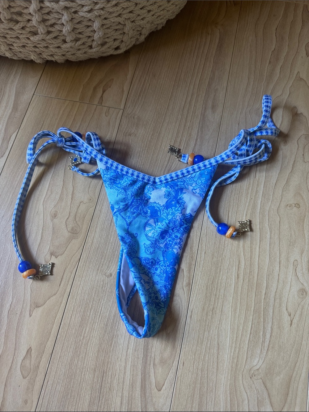 Bydee Blue Print Tie-Side Swim Bikini Bottom